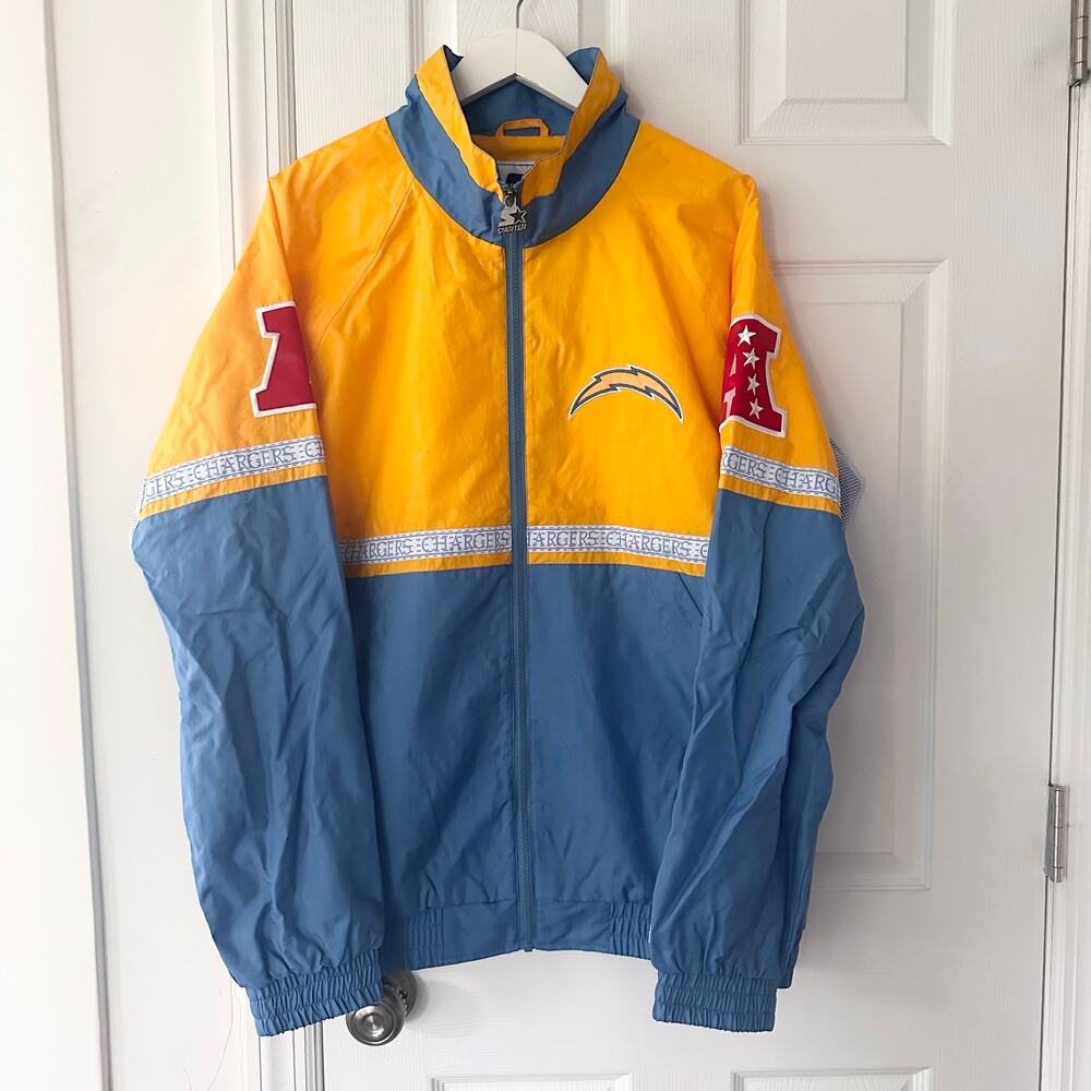 Starter LA Chargers NFL Spellout Full Zip Academy Windbreaker Jacket Large 2020